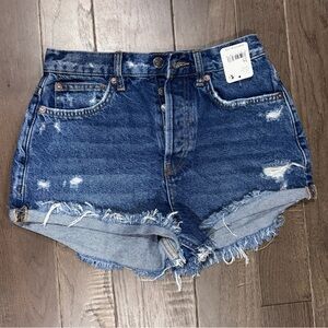 We The Free Blue Distressed Jean Shorts